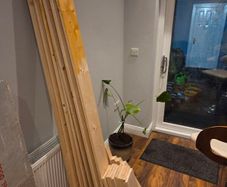 Bundle of pine timber for DIY projects