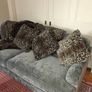 Large leopard skin fur throw and cushions Image 2