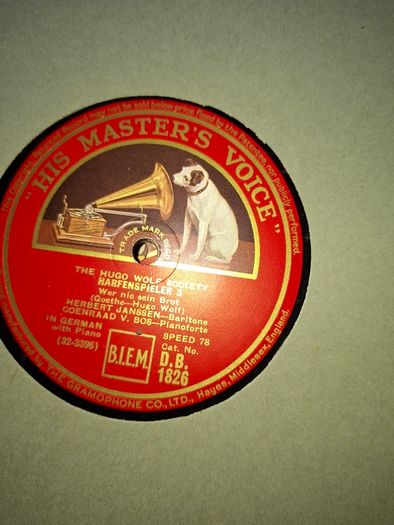 The Hugo Wolf Society Classical Music Series 12-inch 78 RPM released by His Master's Voice (HMV) 1945 postage available
