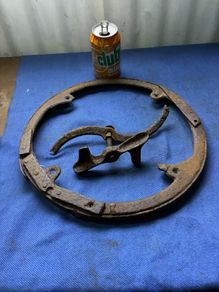 Cast iron band for end over end butter churn lid plus another misc butter churn item