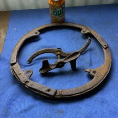 Cast iron band for end over end butter churn lid plus another misc butter churn item