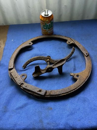 Cast iron band for end over end butter churn lid plus another misc butter churn item