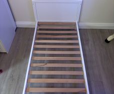 White Wooden Cot Bed / Toddler Bed