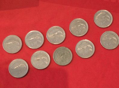 10 Irish 10p coins from 93, 94 & 99