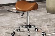 Adjustable Rolling Saddle Stool Brown