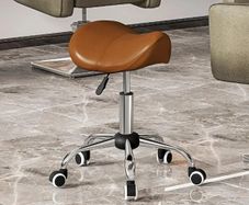 Adjustable Rolling Saddle Stool Brown
