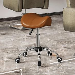 Adjustable Rolling Saddle Stool Brown