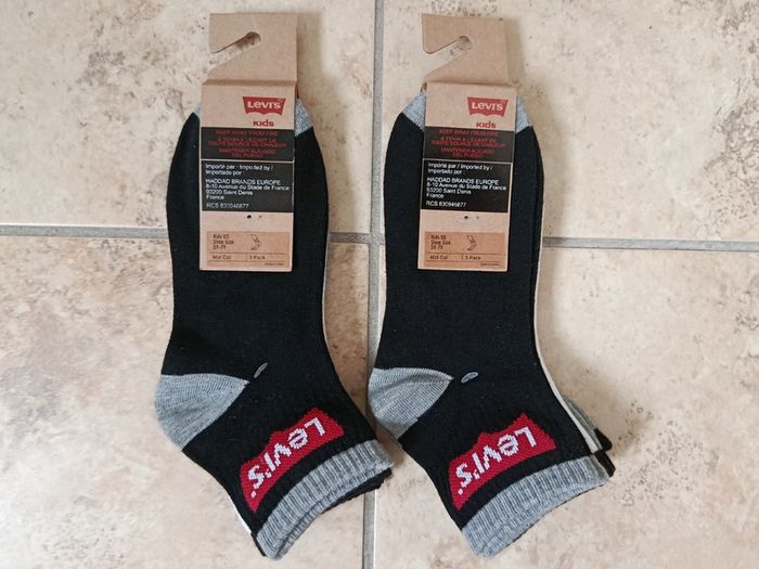 2x 3 Pairs of 1/4 Crew Ribbed Ankle Socks Juniors 5-7 Years LEVI'S Boy's Batwing