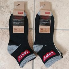 2x 3 Pairs of 1/4 Crew Ribbed Ankle Socks Juniors 5-7 Years LEVI'S Boy's Batwing