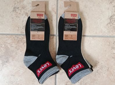 2x 3 Pairs of 1/4 Crew Ribbed Ankle Socks Juniors 5-7 Years LEVI'S Boy's Batwing
