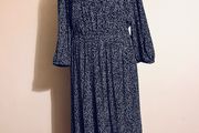 Joules navy star print midi dress, size UK 10