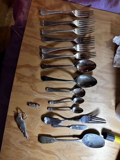 antique silver spoons/ forks