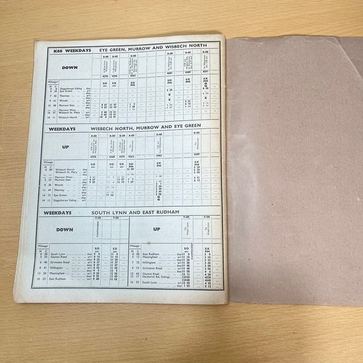 1963 Eastern Region Railway Working Timetable Section K Norwich Freight