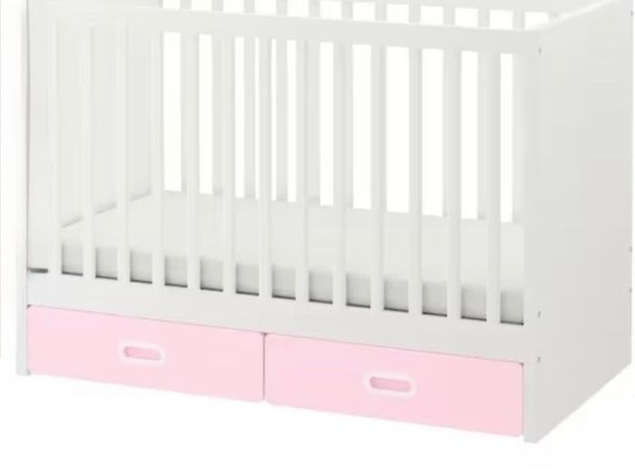 IKEA STUVA / FRITIDS Pink Cot/Toddler Bed + Changing Table/Desk