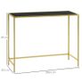 Modern Console Table, Tempered Glass Top Sofa Table with Steel Frame Adjustable Feet for Living Room, Hallway, Black Image 3