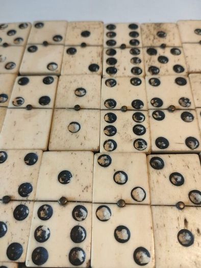 Circa 1900 Bone and Ebonised Domino Set