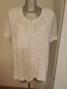 Gelco white zipped lace short sleeve blouse size UK20 EU48 Postage included