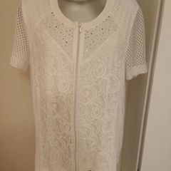 Gelco white zipped lace short sleeve blouse size UK20 EU48 Postage included