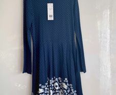 F&F Polka dots Girls Dress 12-13Y | New | Navy Blue Floral