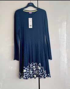 F&F Polka dots Girls Dress 12-13Y | New | Navy Blue Floral