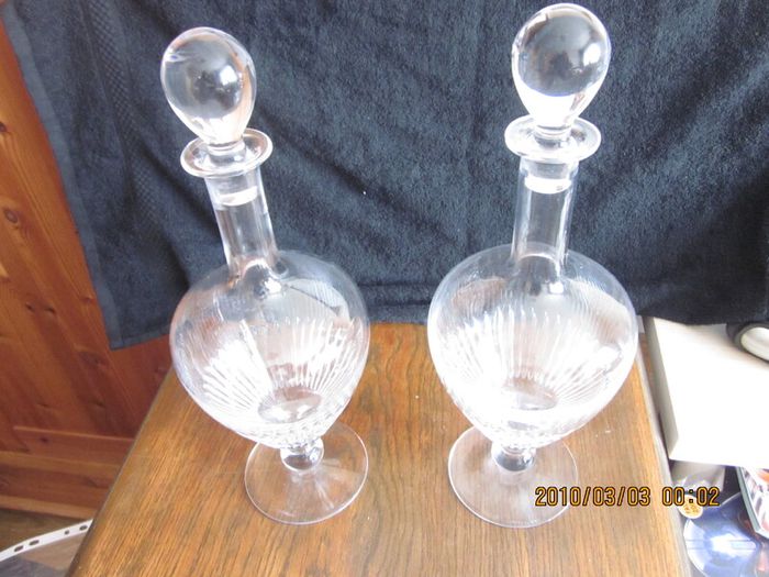 Pair of Vintage Tipperary Crystal Decanters 15"