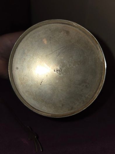 Antique silver plate sugar bowl with tongs