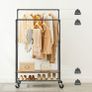 Coat rack with 2 clothes rails, coat rack with 2 shelves, with wheels, industrial design, vintage brown-black Image 2