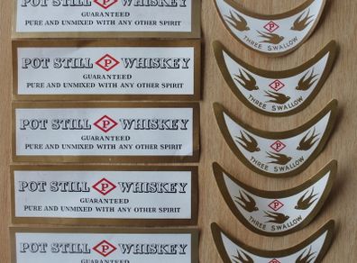 Neck and footer John Power & Son whiskey bottle vintage labels
