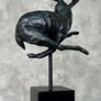 Running Hare (45cm) - Green Speckled Bronze Image 4