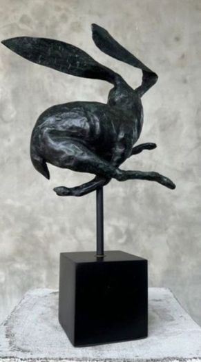 Running Hare (45cm) - Green Speckled Bronze