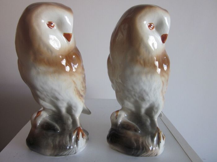 Pair of Vintage Porcelain Owls