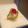 Gold Plated Sterling Silver Natural Ruby and Zircon Cluster Ring Image 9