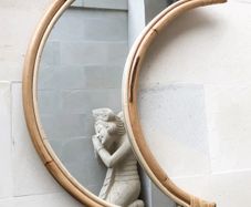 Boho Rattan Mirror Moon Shape