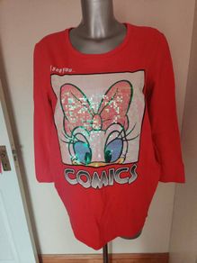 Comics lovely red sequin sweat shirt size UK12/14 EU40/42 Perfect condition Postage included