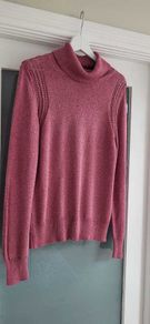 NEXT Blush Metallic Rollneck Knit Sz M (Fit 10-14UK)