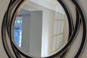 Contemporary circular wall mirror - black and silver finish