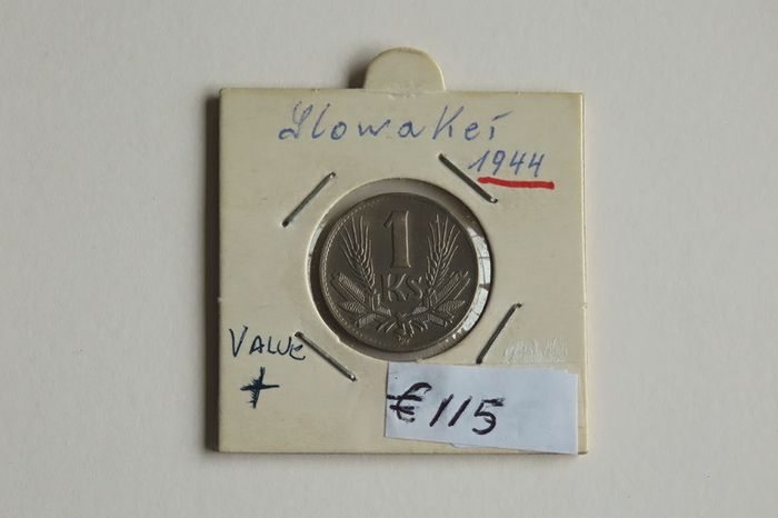 Rare Slovakia 1 Koruna 1944  Slovenska WW2 era