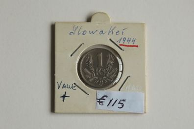 Rare Slovakia 1 Koruna 1944  Slovenska WW2 era