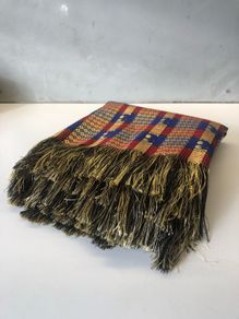 Indian gold red and blue throw