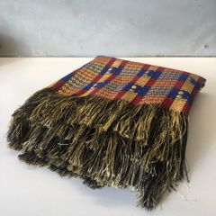 Indian gold red and blue throw