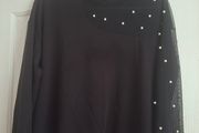 Ladies Black Top with Pearl Design