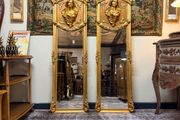 Pair of French Giltwood &amp; Plaster Louis XVI Style Figural Beveled Mirrors