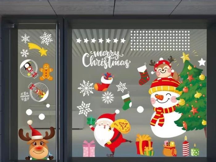 Christmas Window Stickers Reusable 275 Pcs Double Sided Window Cling 9 Sheets Santa Claus Balloon Snowman Reindeer Snowflake for Christmas Decorations (FREE POSTAGE)