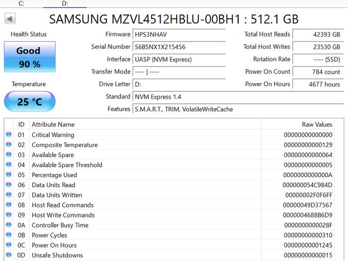 Samsung Pm9b1 512gb M.2 2280 Pcie Gen4 Ssd 3d Nand Storage