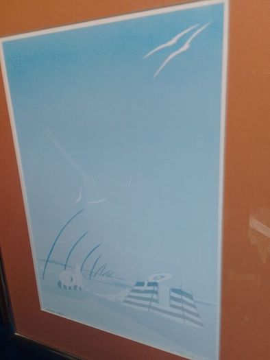 Vintage Framed Art Deco Style Coastal Print  "Seasight"