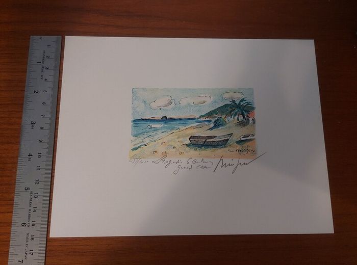 Fantastic Limited-Edition Hand-Signed Lithograph Print of a Caribbean Scene at Grand Case, Saint Martin by the Renowned French Artist Alexandre Minguet (1937-1996), #657/1000