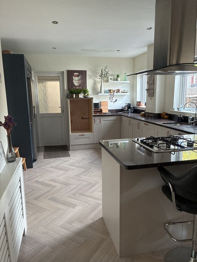 kitchen units from in-house panelling centre in alderley cashmere and navy blue