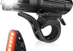 Super Bright Bike Light Set, Powerful LED USB Rechargeable Front Headlight and Back Taillight, 2000mah Lithium Battery, Waterproof, 4 Lighting Modes Mountain Road Bicycle Lights (FREE POSTAGE)