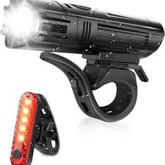 Super Bright Bike Light Set, Powerful LED USB Rechargeable Front Headlight and Back Taillight, 2000mah Lithium Battery, Waterproof, 4 Lighting Modes Mountain Road Bicycle Lights (FREE POSTAGE)