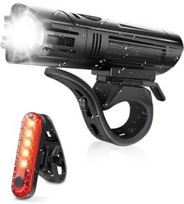 Super Bright Bike Light Set, Powerful LED USB Rechargeable Front Headlight and Back Taillight, 2000mah Lithium Battery, Waterproof, 4 Lighting Modes Mountain Road Bicycle Lights (FREE POSTAGE)